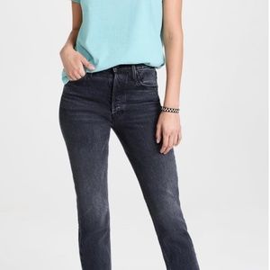 NWT Mother The Tomcat Ankle Jean On The Fly Grey Black 26